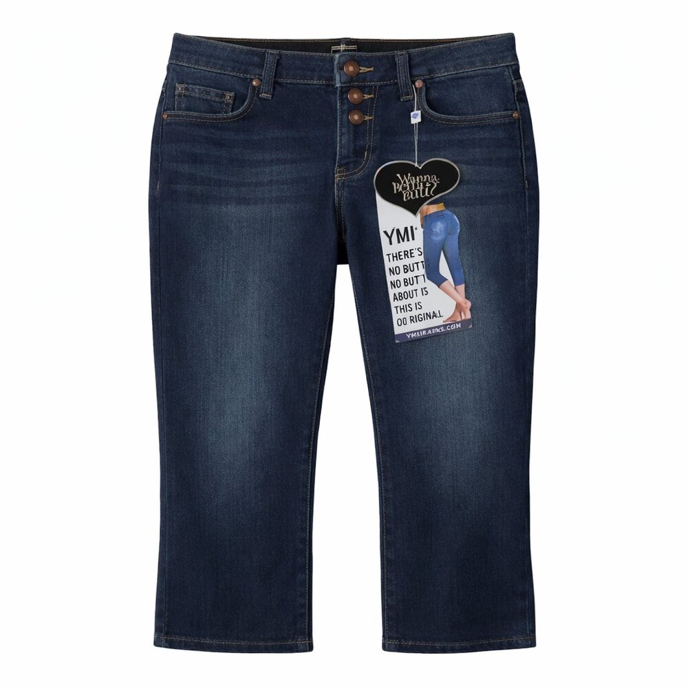 NWT WANNA BETTA BUTT? Mid Rise Crop Dark Wash Jeans Size 3